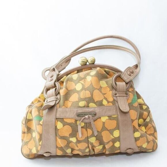 Hayden Harnett Paule Marrot Edition Kiss Lock Brown Fall Foliage Satchel Purse - Picture 1 of 9